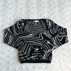 ASTR the Label Sweater Womens Medium Black Sadie Marble Swirl Sweetheart Preppy